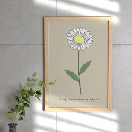 Póster Flor Daisy Pastel Botánica