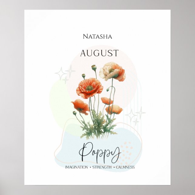 Póster Flor de amapola para agosto (Frente)