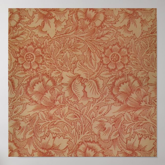 Póster Flor de amapola rosa William Morris (Frente)