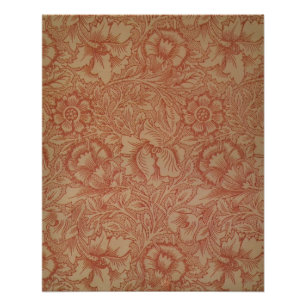 Póster Flor de amapola rosa William Morris