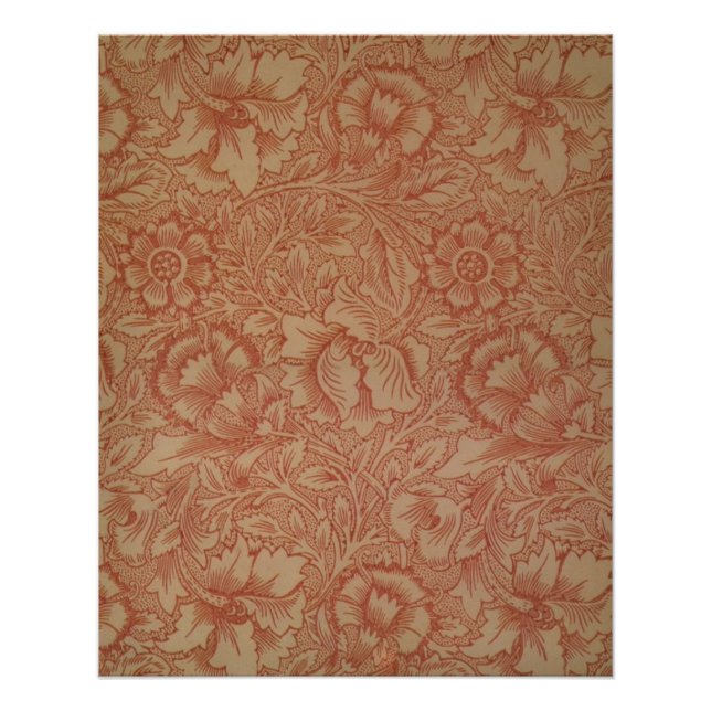 Póster Flor de amapola rosa William Morris (Anverso)
