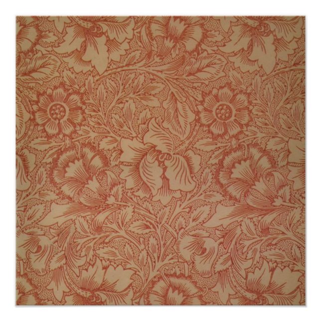 Póster Flor de amapola rosa William Morris (Anverso)