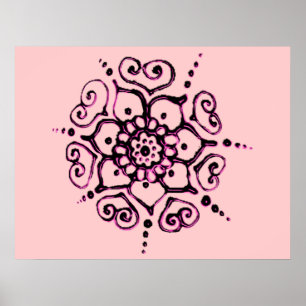 Póster Flor De Amor (Henna) (Rosa)