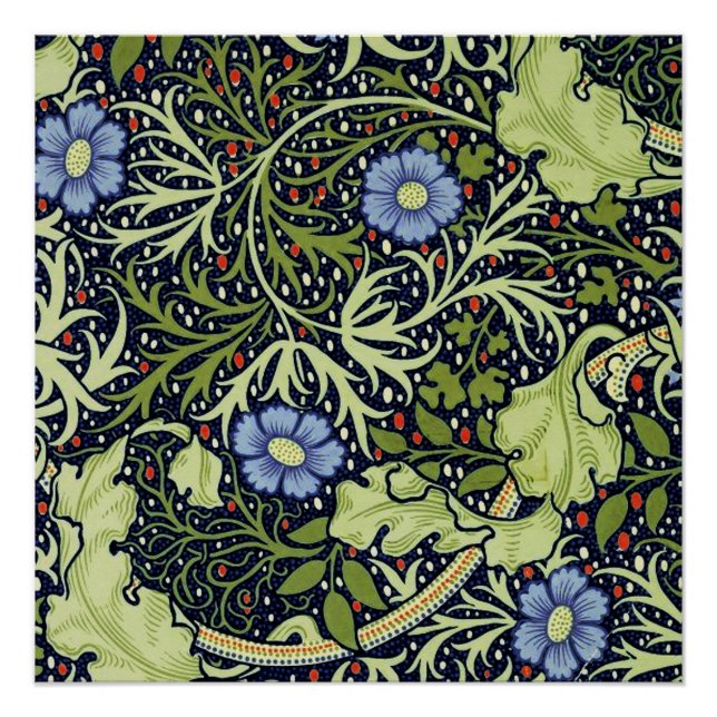 Póster Flor de antigüedades de William Morris Seaweed (Anverso)