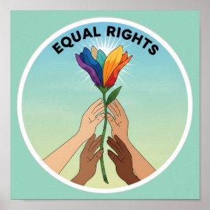 Póster Flor de Arcoíris de Igualdad de Derechos – Diversi