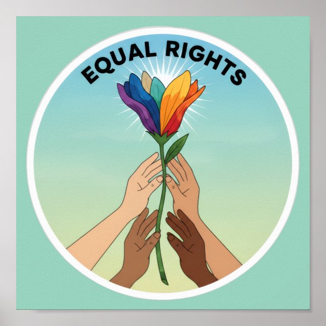 Póster Flor de Arcoíris de Igualdad de Derechos – Diversi (Frente)