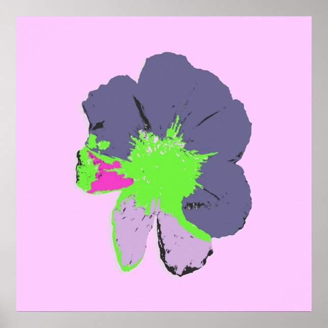 Póster Flor de barra de color/ PopArt (Frente)