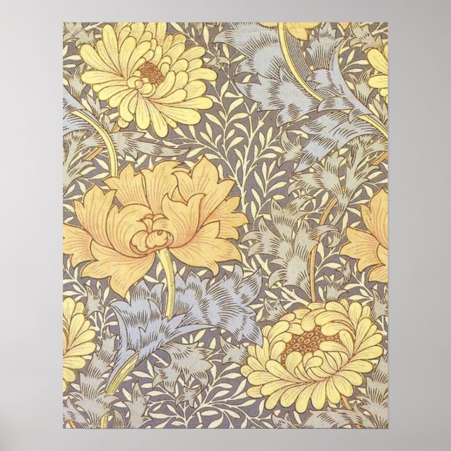 Póster Flor de Bonito William Morris Chrysanthemum (Frente)