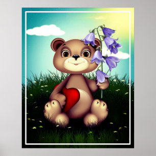 Póster Flor de Bouquet con soporte para oso-39920