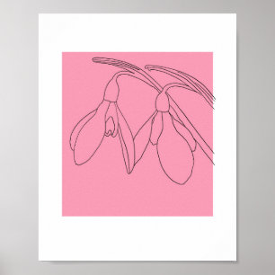 Póster Flor de campanilla rosa y negra