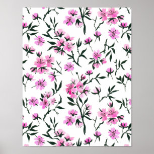 Póster Flor de cerezo blanco en blanco
