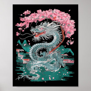 Póster Flor de cerezo Dragón chino Año Nuevo chino 202