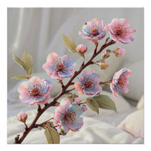 Póster Flor de cerezo pastel: Arte Botánico suave