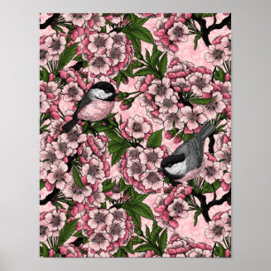 Póster Flor de cerezo y garbanzos en rosa