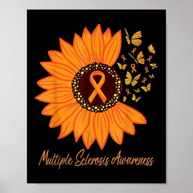 Póster Flor de Cinta de Sensibilización sobre Esclerosis  (Frente)