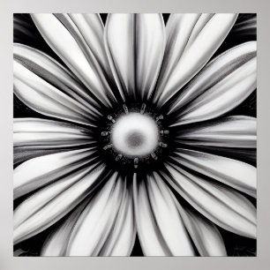 Póster Flor de color blanco y negro