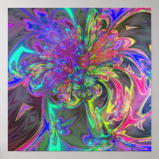 Póster Flor de color - Deva Verde azulada y violeta
