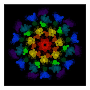 Póster Flor de colores arcoiris