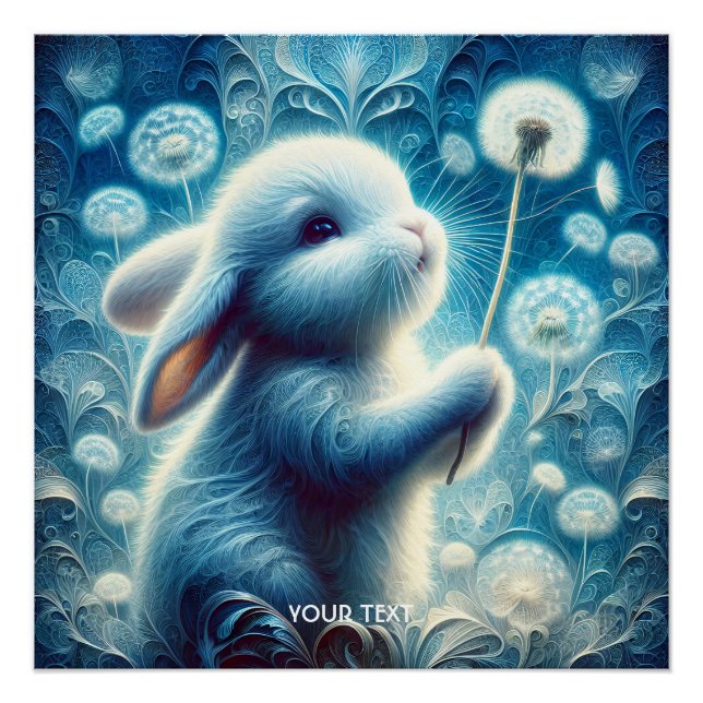 Póster Flor de conejo dulce Fantasy Cute Rabbit (Anverso)