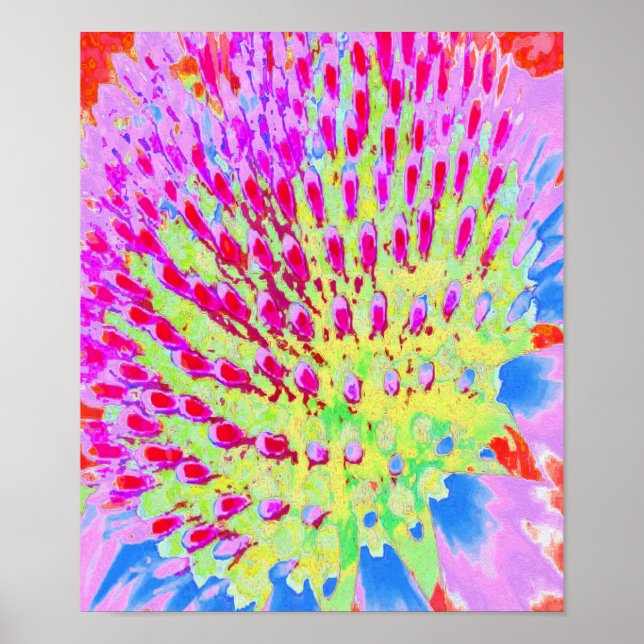 Póster Flor de cono de arco iris multicolor (Frente)
