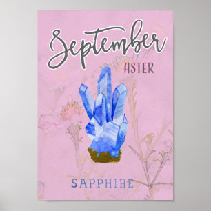 Póster Flor de cumpleaños y Birthstone de septiembre