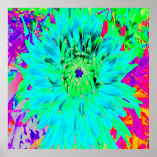 Póster Flor de Dahlia Decorativa Abstracta Acuática