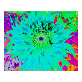 Póster Flor de Dahlia Decorativa Abstracta Acuática