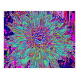 Póster Flor de Dalia Abstracta de Color Arcoíris Acuamari