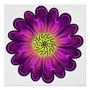 Póster Flor de Dalia Morada y Rosa Neon Brillante Persona