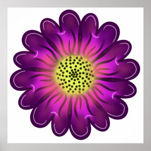 Póster Flor de Dalia Morada y Rosa Neon Brillante Persona