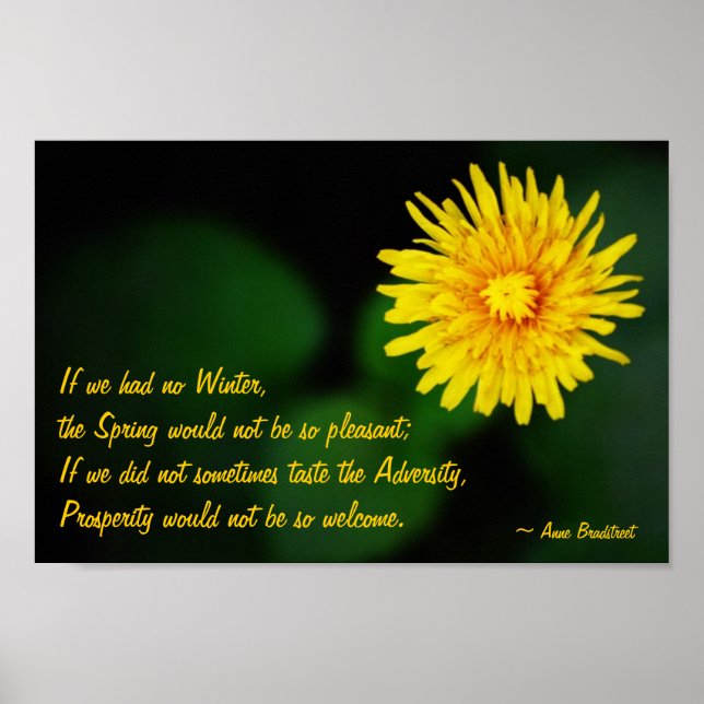 Póster Flor de Dandelion con Poster de citas de Anne Brad (Frente)
