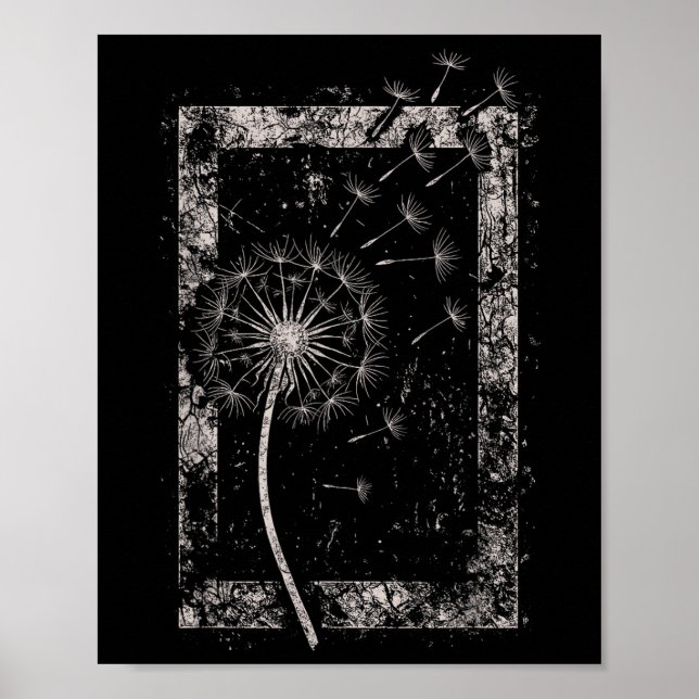 Póster Flor de Diente de León Grunge Alt Alternativo Góti (Frente)