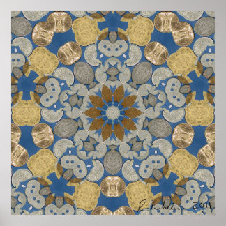 Póster Flor de estrella de moneda mundial