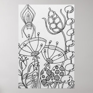 Póster Flor de fantasía, araña poster de color de 16" x24