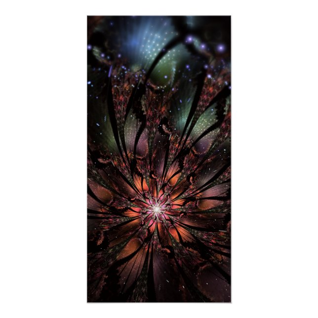 Póster Flor de fantasía fractal suave y delicada (Anverso)