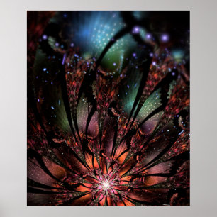 Póster Flor de fantasía fractal suave y delicada