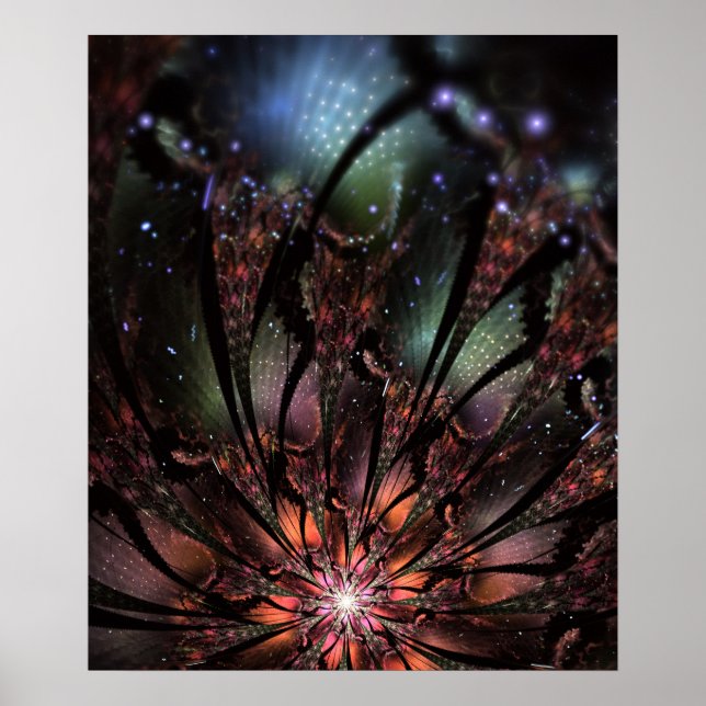 Póster Flor de fantasía fractal suave y delicada (Frente)