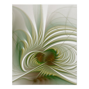 Póster Flor de fantasía fractal suave y delicada