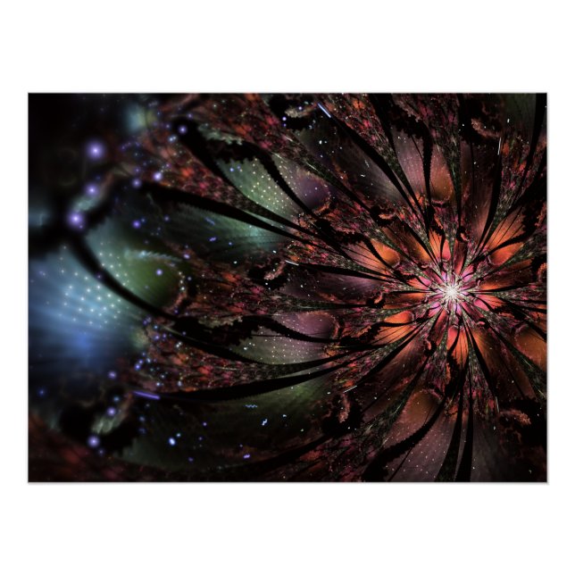 Póster Flor de fantasía fractal suave y delicada (Anverso)