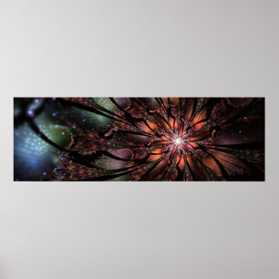 Póster Flor de fantasía fractal suave y delicada