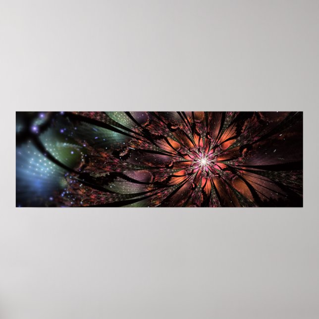 Póster Flor de fantasía fractal suave y delicada (Frente)