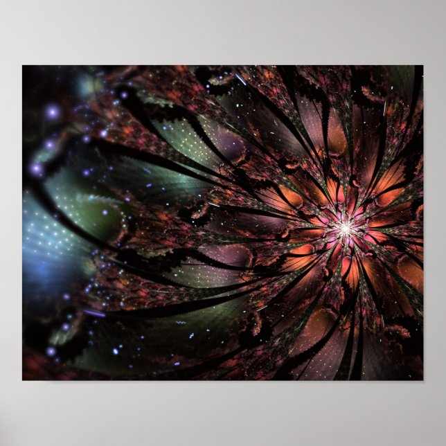 Póster Flor de fantasía fractal suave y delicada (Frente)