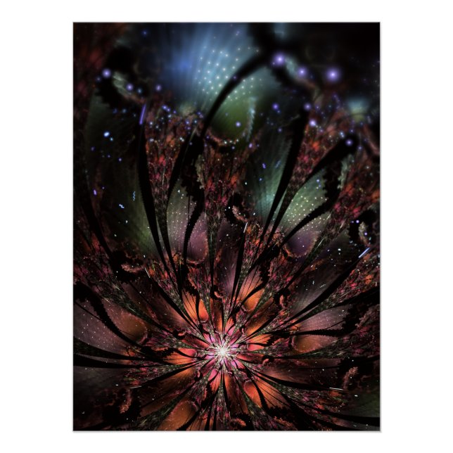 Póster Flor de fantasía fractal suave y delicada (Anverso)
