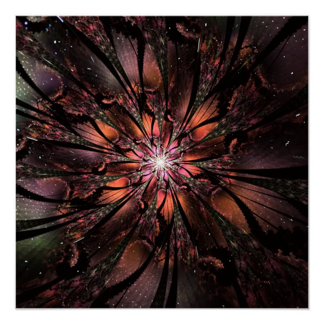 Póster Flor de fantasía fractal suave y delicada (Anverso)