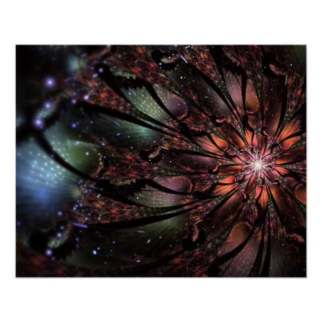 Póster Flor de fantasía fractal suave y delicada (Anverso)