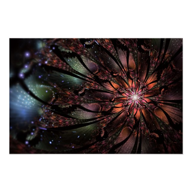 Póster Flor de fantasía fractal suave y delicada (Anverso)