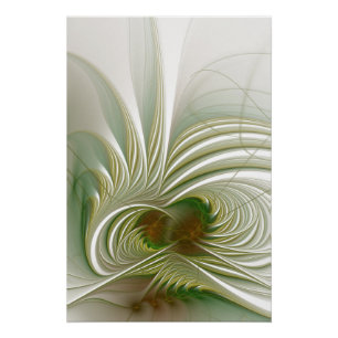 Póster Flor de fantasía fractal suave y tierna