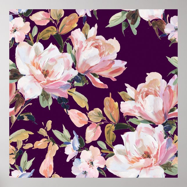 Póster Flor de flores pintadas a mano, floral, acuarela,  (Frente)