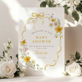 Póster Flor de flores silvestres marco amarillo Ducha beb