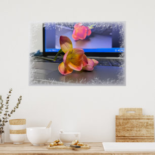 Póster Flor de Freesia en el teclado